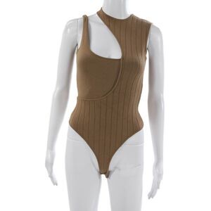 Zeynep Arcay Womens Asymmetrical Neckline Sleeveless Solid Bodysuit Size 6